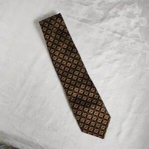 Faberge Brown and Gold Geometric Silk Tie